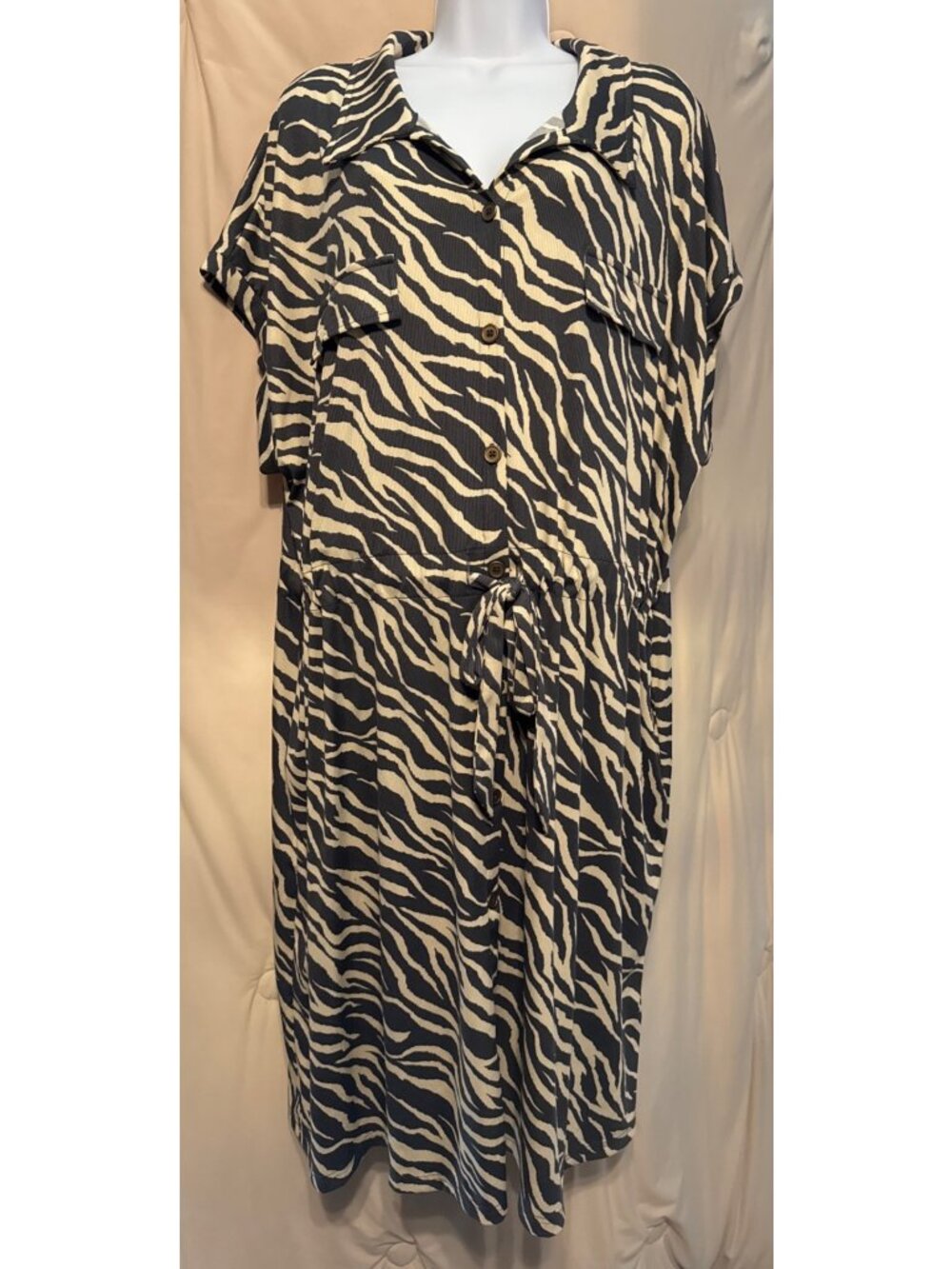 NEW LuLaRoe Stacie Shirt Dress Drawstring 3X Zebra Print